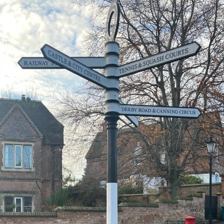 Photo of the directional signs on the roundabout on Lenton Road